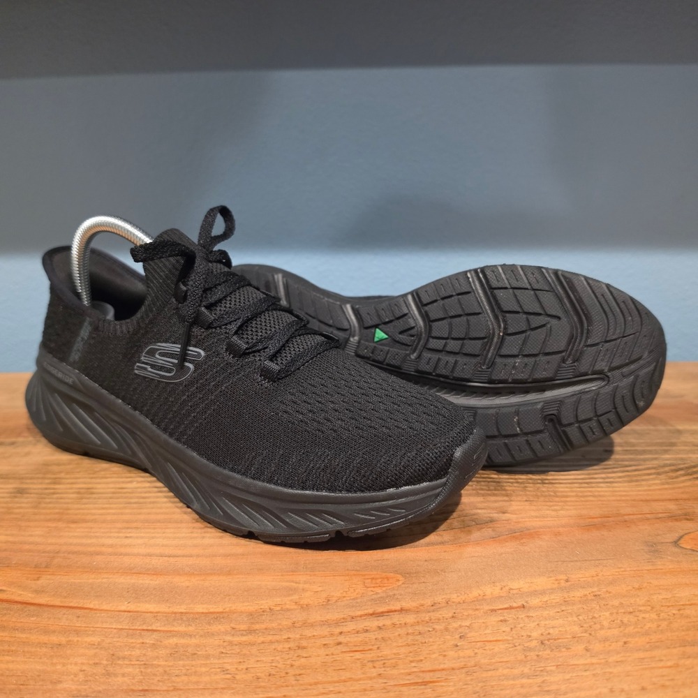 Skechers Womens Slip-ins Edgeride Sneaker Black Stretch Fit 149953 Size 8.5